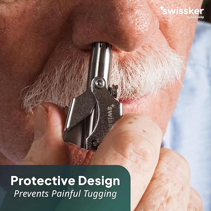 Swissklip Swissker Human Power Nose Hair Trimmer for Men | Manual Nose Hair Trimmer for Women I Stainless Steel Ear Hair Remover for Men & Women I Easy to Use Ear Hair Trimmers