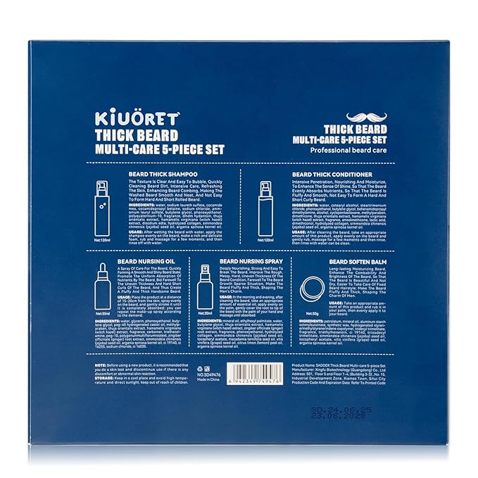 Beard Kit for Men 5PCS - Beard Growth & Grooming Set with Shampoo, Conditioner, Oil, Spray & Balm - Moisturises & Smoothes Beard, Tames Frizz - Perfect Beard Kit for Men, Dad, Boyfriend, Husband
