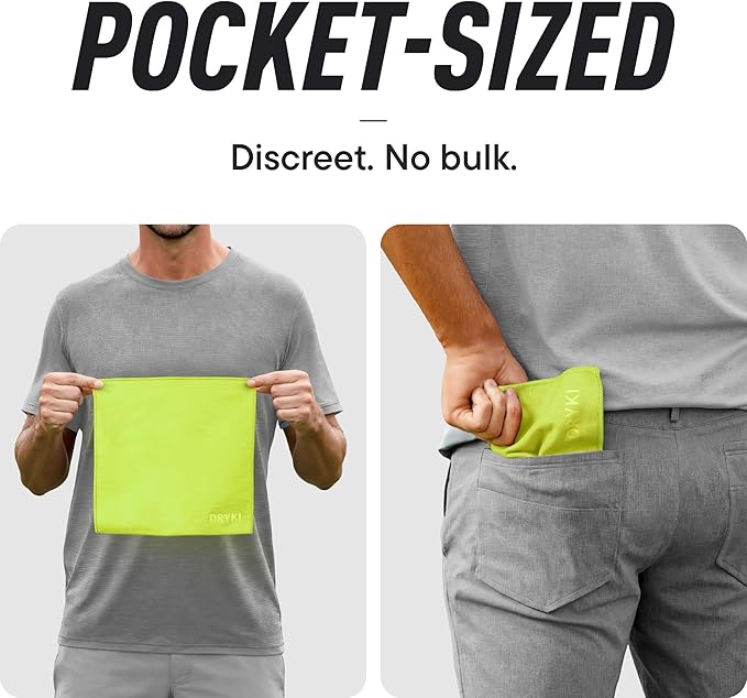 Sweat Absorbing Handkerchiefs - The Original Pocket-Sized Sweat Towels - Quick-Dry Microfiber Sweat Rags for Face, Hands, & Body - Men & Women - Gym, Sports, and Work (High-Vis Yellow: 5 Pack)