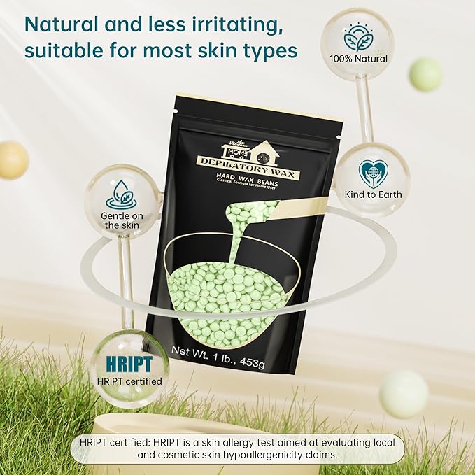 Lifestance Tea Tree Waxing Beads, 1LB Fine Hair Removal Wax Beans for Face, Eyebrow, Brazilian Bikini, Sensitive Skin at Home for Women and Men