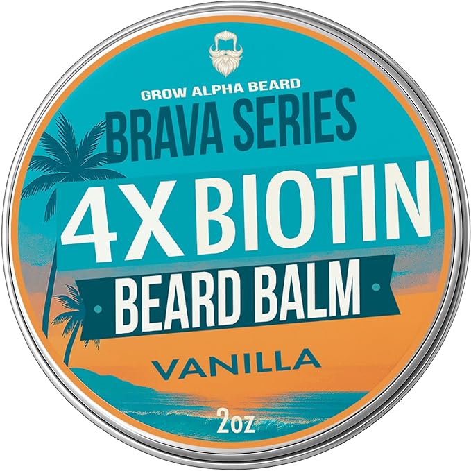 Biotin Beard Balm for Men – Beard Growth & Thickener, Shea Butter Beard Cream & Conditioner, Softening Balm for Fuller Beard & Mustache Growth (4 oz, 2 Pack)