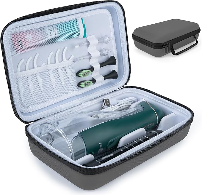Water Flosser Travel Case, Portable Oral Irrigator Organizer, Sturdy Carrying Storage Holder for Flosser, Electric Toothbrush, Toothpaste and Irrigator Accessories (Case Only) - Grey