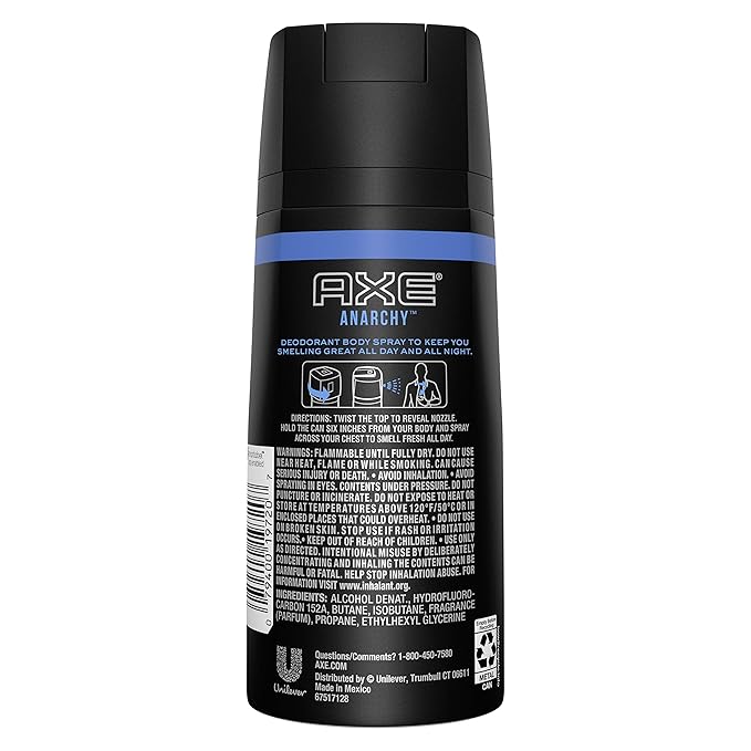 AXE Bodyspray Anarchy for Him 4 oz (Pack of 4)