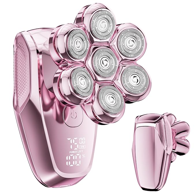 Electric Razors for Women - 7D Electric Shaver for Women, IPX8 Waterproof with USB-C Fast Charge, LED Display, 2 Speeds & Magnetic Heads, Valentines Day Gifts for her