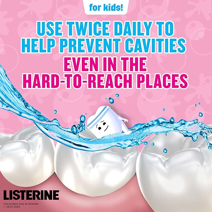 Listerine Total Care Kids Mouthwash, ADA Accepted, Alcohol-Free Anticavity Fluoride Mouthwash, Children's Mouthwash for Cavity Protection and Fresh Breath, Bubblegum Flavor, 500 mL, Pack of 3
