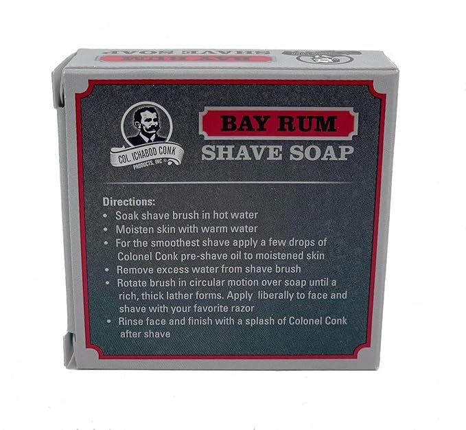 Col. Ichabod Conk Glycerin Shave Soap, 2.25oz (Bayrum 4 Pack)