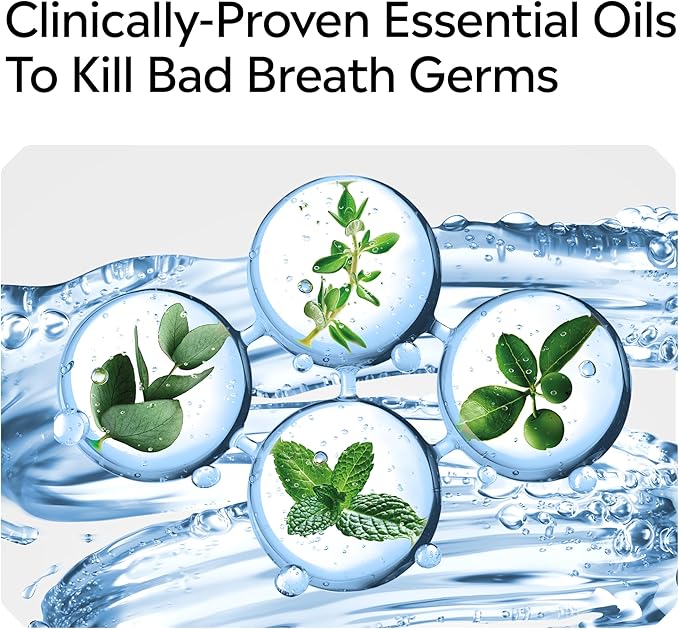 Listerine Clinical Solutions Breath Defense Alcohol Free Mouthwash, Oral Rinse with a Triple-Action Formula Fights Bad Breath for 24 Hours, Smooth Mint Flavor, 500 mL