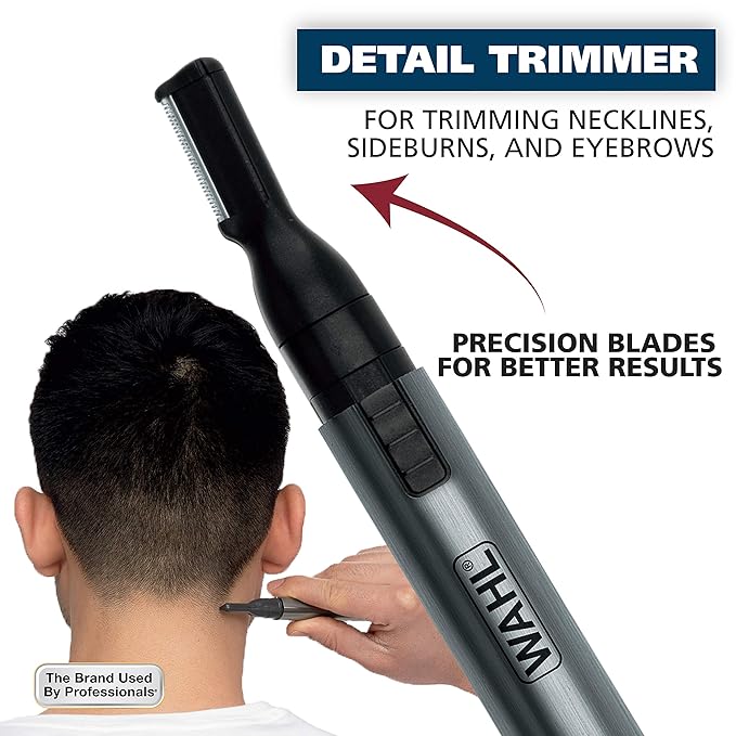 WAHL Micro Groomsman Personal Trimmer, Battery Powered | Rinseable Heads | Interchangeable Heads | For Facial Detailing | Model 05640-600