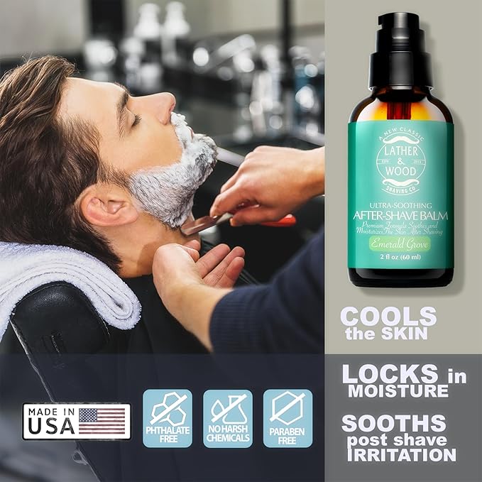 Lather & Wood Shaving Soap and Aftershave Balm Combo - Emerald Grove Scent
