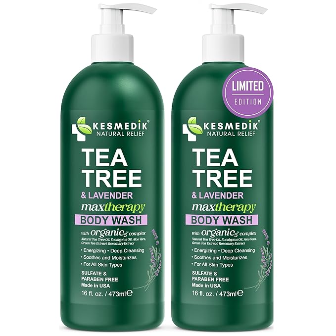 Tea Tree Lavender Body Wash MaxTherapy, Itchy Skin Relief, Antifungal Defense, Fights Body Odor, Soothes Jock Itch & Athlete's Foot, Intimate Wash, Men & Women, 2-Pack, Limited Edition