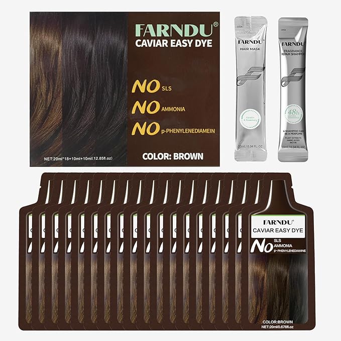 18 Pack Brown Hair Dye Shampoo Ammonia Free, PPD Free, Gray Hair Coverage Natural Brown Hair Dye for Women Men