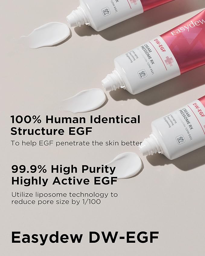 EASYDEW DW-EGF Peptide Pressome RX Cream - Korean Anti Aging Face Moisturizer for Firmness & Elasticity with EGF, Ceramide, Hyaluronic Acid - Soften & Reduce the Appearance of Wrinkles, 1.01oz. 3 Pack