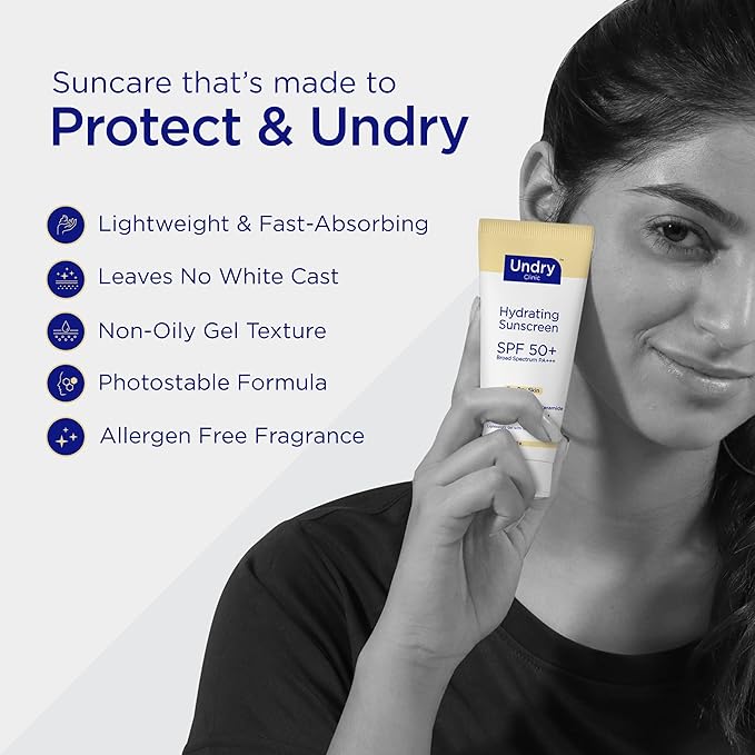 Hydrating Sunscreen for Dry Skin Lightweight, Photostable Sunscreen SPF 50 Broad Spectrum Sun Screen Protector SPF 50 Sunscreen Sun Cream with HA & Ceramide (50gm/1.7 Oz)