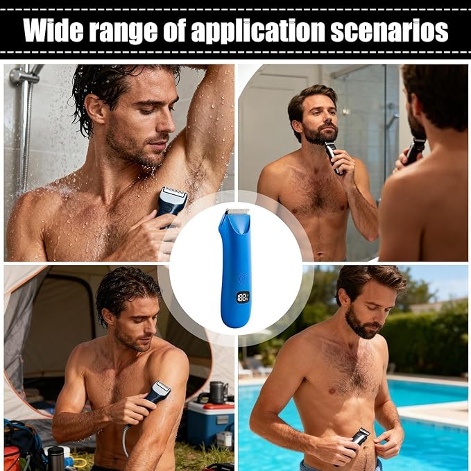 Body Trimmer for Men - Advanced Sensitive Skin Safe Blade, Professional Precision Shaving Machine, LED Battery Indicator, Ergonomic Handling Unit | for Manscaping Underarm Leg Hair Removal Device