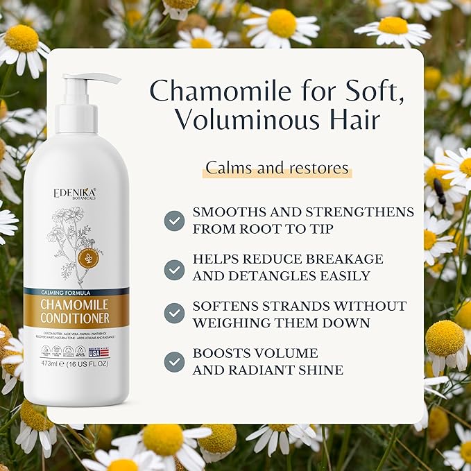 Chamomile Conditioner with Cocoa Butter, Aloe Vera & Papaya, 16 fl oz, Calming & Volumizing Formula, Vegan, Sulfate-Free, Paraben-Free, for All Hair Types