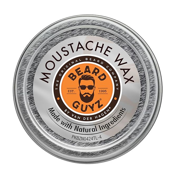 Beard Guyz Moustache Wax – Strong Hold Styling for Mustache & Facial Hair – Natural Beeswax & Carnauba Wax Grooming Balm for Sculpting, Shaping & Conditioning – 1 oz