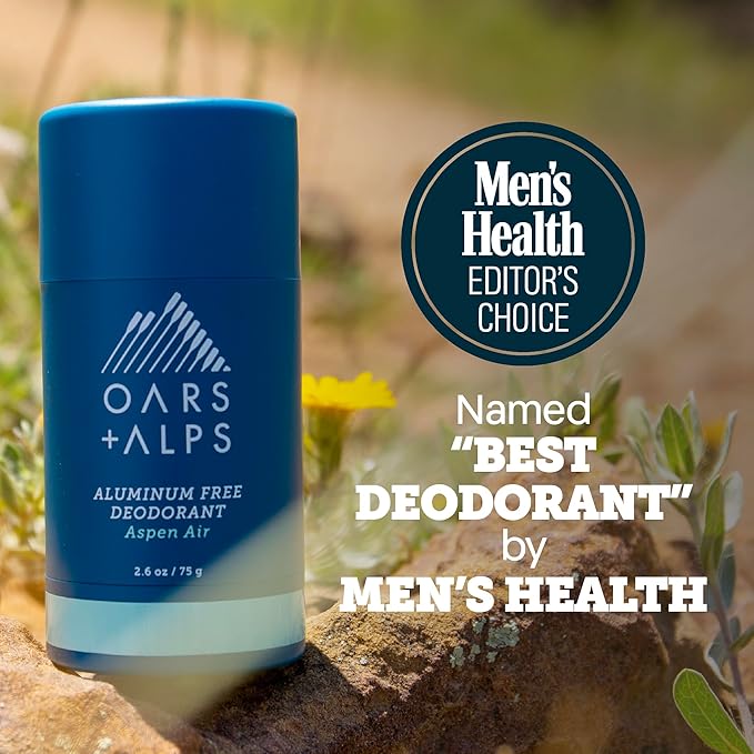 Oars + Alps Deodorant for Men & Women, Aluminum Free Deodorant for Men, Dermatologist Tested, Clean Ingredients, Vegan, Long Lasting, Odor Protection, Aspen Air, 3pk, 2.6oz