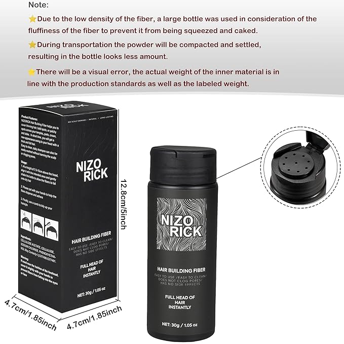 Hair Fibers for Thinning Hair,Hair Building Fibers Instantly Thicker & Fuller Look,Conceals Hair Loss Fill In Fine Hair Powder for Women and Men(30g/1.05oz) (Medium Brown)