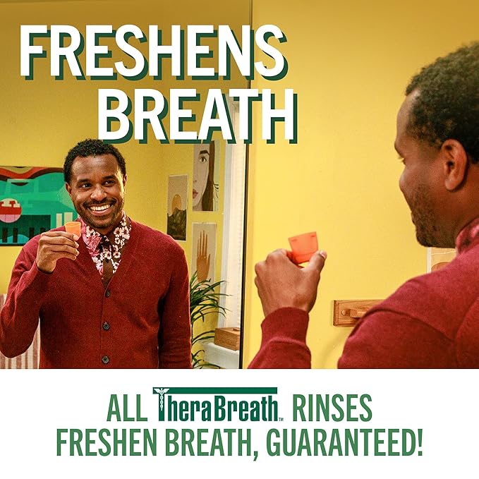 TheraBreath Fresh Breath Mouthwash, Rainforest Mint, Alcohol-Free, 16 Fl Oz (2-Pack)