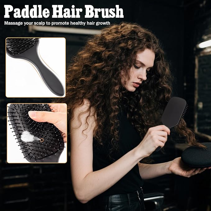SALONSILK 9PCS Hair Brush & Styling Comb Set for Men, Professional Barber Tools for All Hair Types, Perfect for Styling, Grooming and Detangling