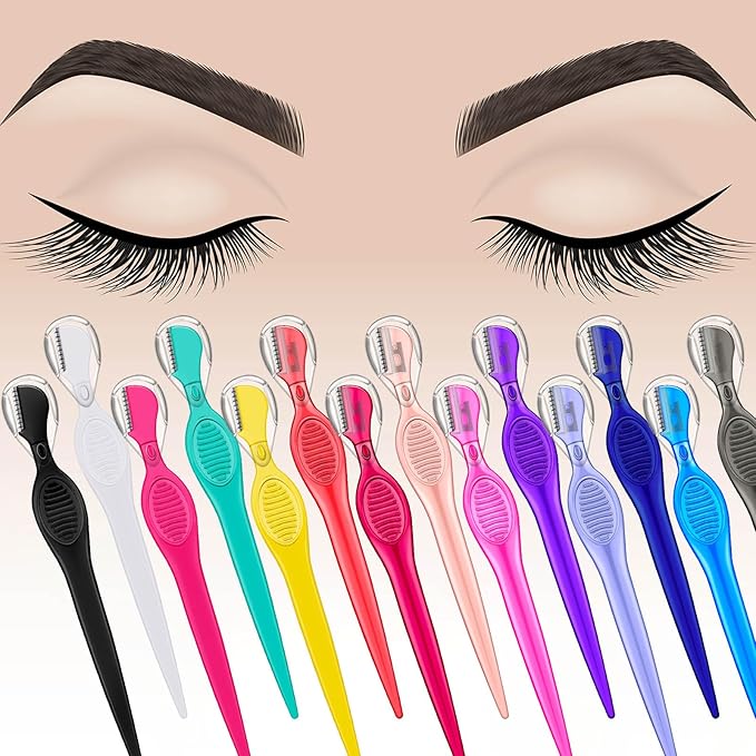 Mudder 28 Pcs Eyebrow Razor Knife Shaver Trimmer Shaver Multipurpose Exfoliating Tool Facial Hair Removal for Women Valentine Gift Giving (Color Mixing)