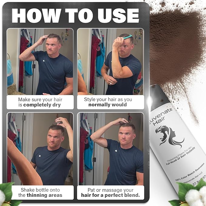 Fibers for Thinning Hair (Light Blonde), Undetectable Hair Powder for Men & 100% Natural Hair Building Fibers - Conceals Hair Loss - Bald Spot Cover Up Hair Powder, 2 Month Supply