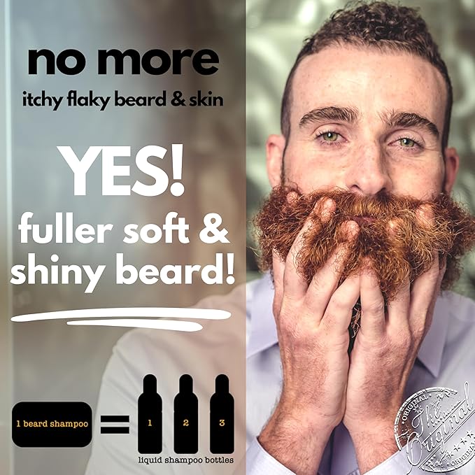Professor Fuzzworthy's Gentlemen's Activated Charcoal & Beer Beard Hair Shampoo Bar for Normal, Dry, Oily Hair, 4.2 Ounce