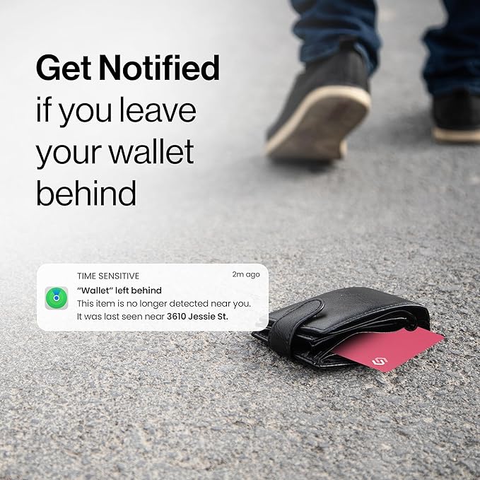 SPOTMINDERS Valentines Day Gifts for Her Apple MFi Certified Credit Card Wallet Tracker PRO Pink (iOS Only) 0.07in Works with Apple Find My Rechargeable Tracking Card for Women IP68 Slim Item Finder