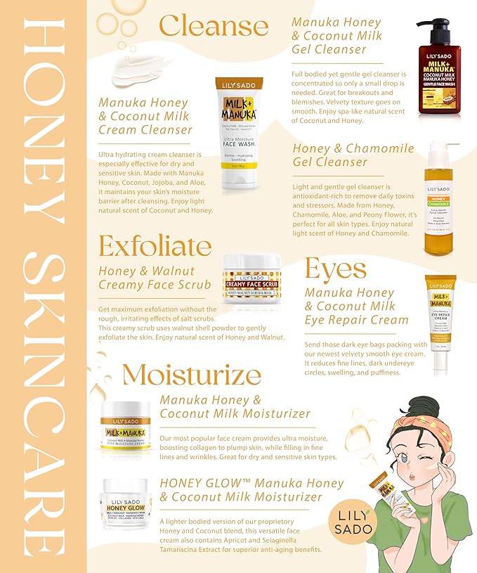 LILY SADO SHOW ME THE HONEY™ Extra Gentle Face Cleanser - Natural, Cruelty-Free Facial Wash Cleanses, Balances & Soothes - Reduces Pores & Blackheads - 5oz