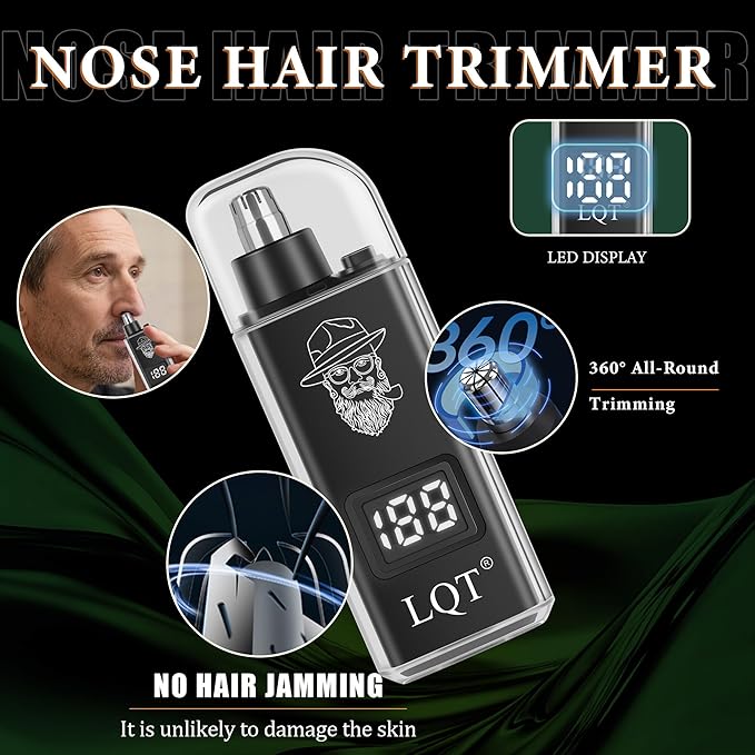 Hair Clippers for Men with LED Power Display, 3-Piece Professional Grooming Kit Includes Hair Clipper, Foil Shaver & Nose Trimmer, Complete Cordless Set for Home Barber Use