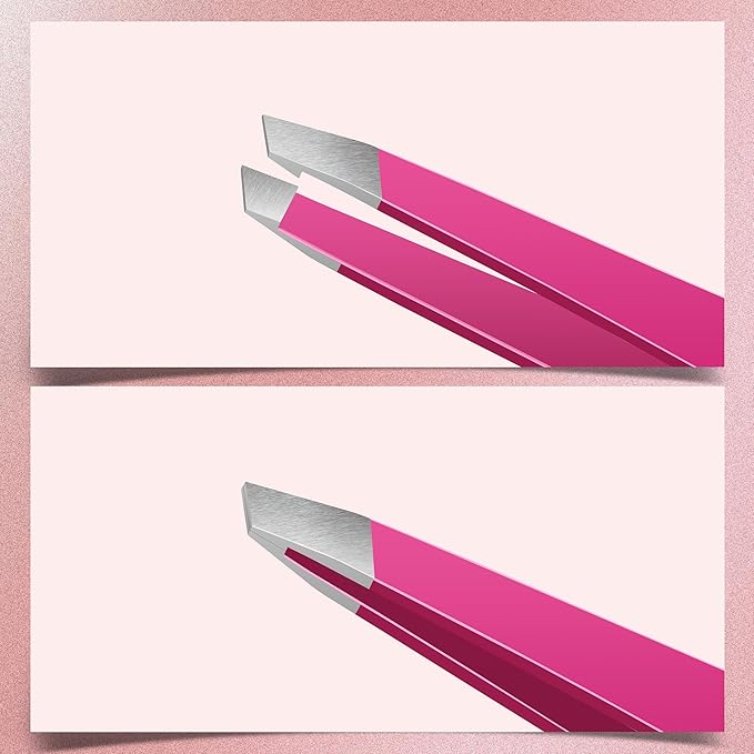 MARKHOR® Pink Aura Eyebrow Tweezers for Women Facial Hair, Splinter and Ingrown Hair Removal Tweezers Set, Professional Pointed and Slant Tweezers for Eyebrows, Precision Tweezers for Eyebrows