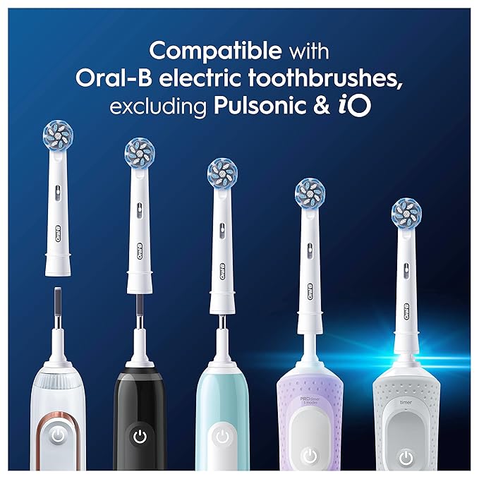 Oral-B Pro Sensitive Clean Electric Toothbrush Replacement Heads, X-Shaped & Extra Soft Bristles for Gentle Brushing & Plaque Removal, Pack of 4 Toothbrush Heads, White