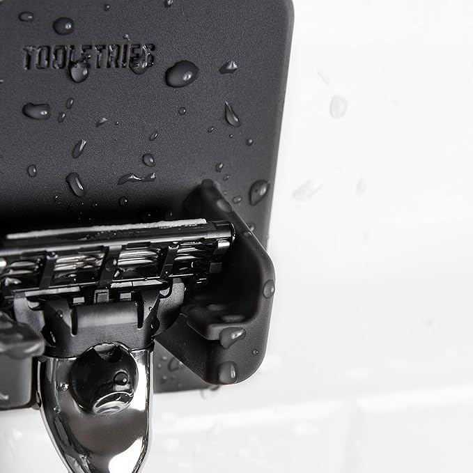 TOOLETRIES The Mason Razor Holder - Secure & Safe, Silicone Toiletry Organizer, Shower & Bathroom Accessory - Features Silicone-Grip Technology, Removable & Reusable - Charcoal