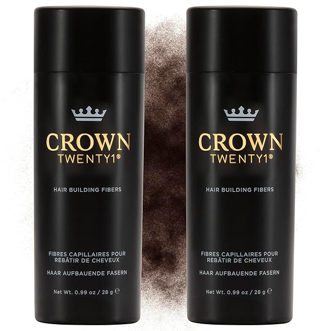 CROWN Hair Building Fibers Multipack (2 x 28g) - Instantly Cover Fine & Thinning Hair for a Thicker, Fuller Look - A Natural Keratin Concealer - 13 Shades for Men & Women - Dark Brown