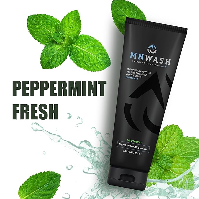 Intimate Wash for Men, 3.38 Fl Oz., Premium Postbiotic PH Balanced Groin Wash, All Day Freshness, Effective Hydrating Gentle Clean for Private Parts, Natural Men’s Hygiene, POSTBIOTICS