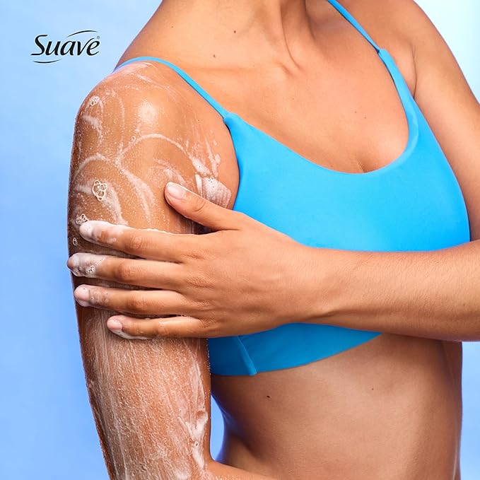Suave Vanilla Suede Exfoliating Body Wash & Scrub with Glycerin & Vitamin E, Sulfate-Free Hydrating Cleanser for Soft, Smooth Skin, 6 Count, 18 FL OZ