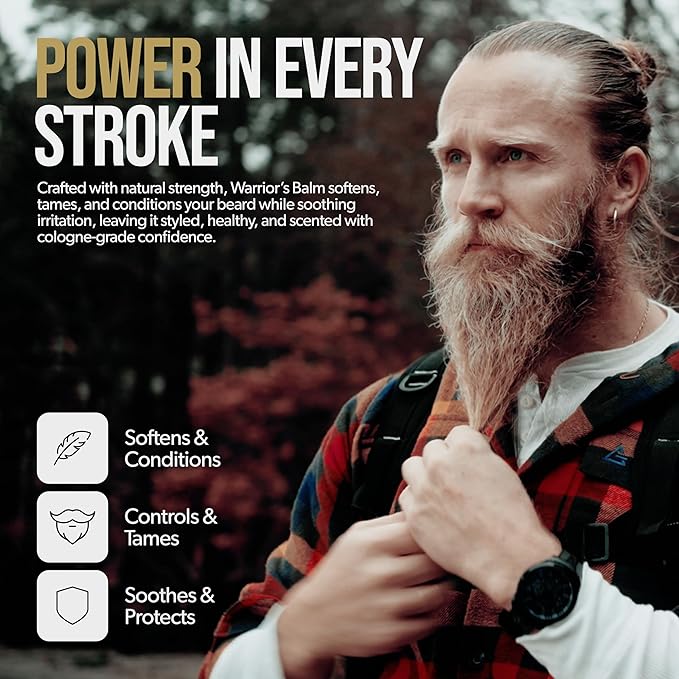 The Beard Struggle Warrior’s Beard Balm - Gold Collection, Valhalla's Gates - Non-Greasy Low-Hold Formula, Luxurious Cologne-Grade Fragrances 100% Natural and Plant-Based Ingredients - 50g