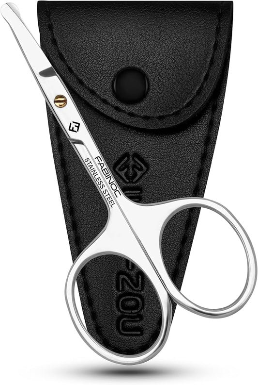 Nose Hair Scissors for Men & Mustache Scissors with Round Tip – Professional Eyebrow Scissors for Safe Facial Hair Grooming and Trimming (Nose-Straight)