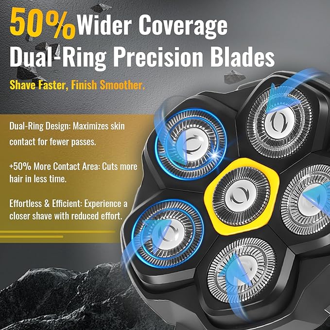 Magnetic 6D Shaver Replacement Heads – Universal Compatible with Kensen,DOAO,NIWUIO,Ufree,Solimpia & Most Most 6D Magnetic Electric Shavers for Bald Men & Face Shaving (2-Pack)