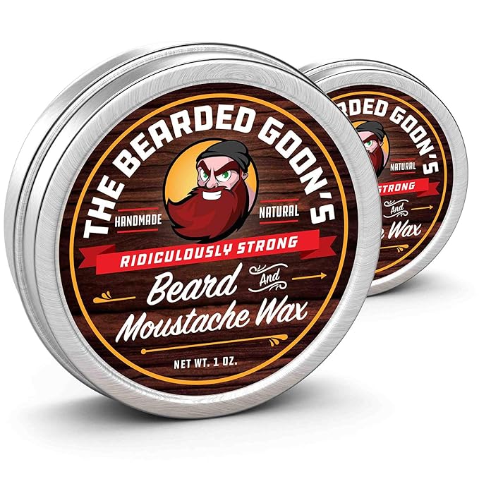 Ridiculously Strong Mustache and Beard Wax (2 Tins) - 100% Natural, All-Day Styling Control with Ultra-Strong Hold, 1 oz. each…