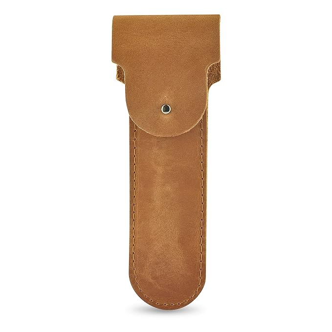 Safety Razor Head Protecting Leather Cover, Genuine Cowhide Leather Double Edge Safety Razor Case Accessories for Travel, Butterfly Razor Case, Soft Leather Double Edge Razor Case (Vintage Brown)