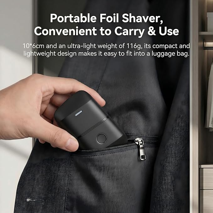 Electric Razor for Men, Protable Foil Shaver with Double Floating Blade & UV Lamp, IPX7 Electric Shavers for Men, Cordless Razor with Auto Travel Lock, USB-C Rechargeable Trimmer with Wet & Dry