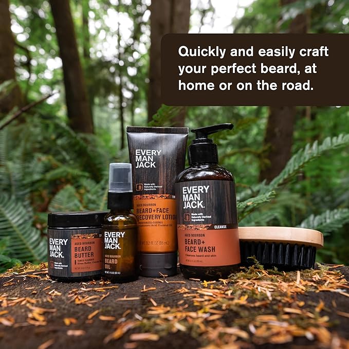 Every Man Jack Beard Grooming Tool Gift Set for Men – Includes Dual-Tooth Comb, Beard Brush, Stainless Steel Shears & Mini Comb – Travel Friendly & Perfect for Daily Maintenance