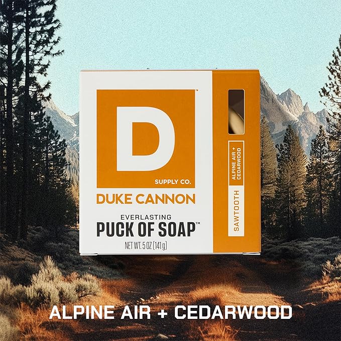 Duke Cannon Everlasting Puck Soap – Bourbon & Sawtooth 2-Pack Set, Rounded Men’s Bar Soap with Masculine Scents, 5 oz (4 Pack)