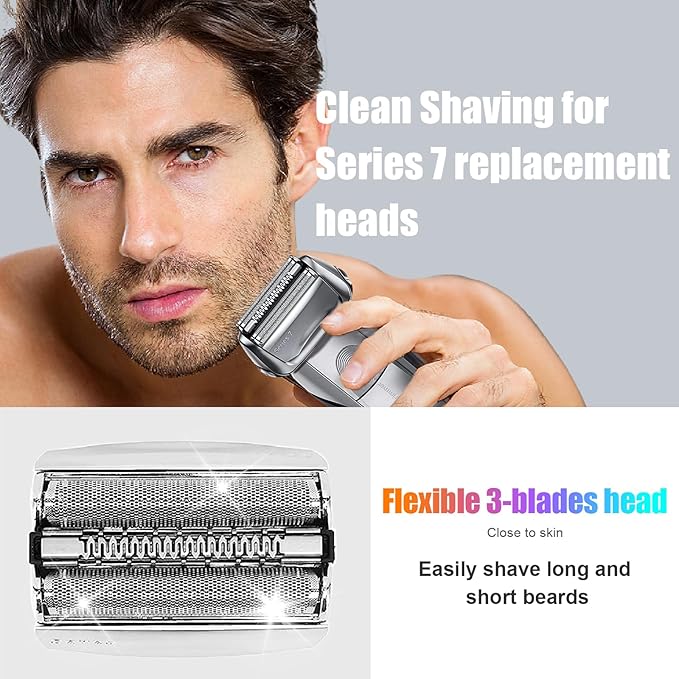 Series 7 70S Electric Shaver Head Replacement,Compatible with Braun Series 7 Shavers 720cc, 730cc, 735s, 750cc, 760cc, 790cc, and 795cc Shaver Foil,2 Pack