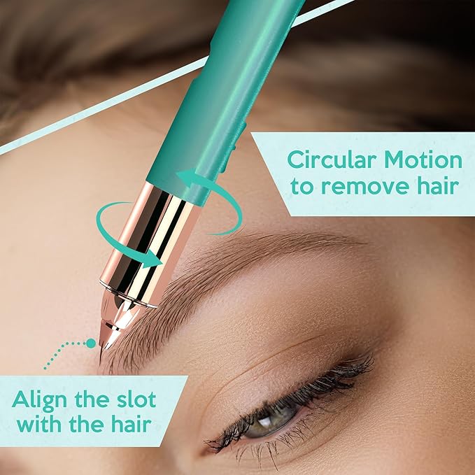 2 in 1 Eyebrow and Facial Hair Remover for Women Painless Electric Razor Epilator Trimmer Shaver with 18K Gold-Plated, USB Rechargeable, 360° LED for Flawless Eyebrow and Face Hair Removal