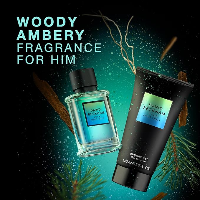 David Beckham True Instict Giftset 1.6 fl oz EDT + 5.0 fl oz Shower Gel, Notes of Pine, Cedarwood, and Vetiver, Men's Fragrance, Long Lasting, Everyday Fragrance,