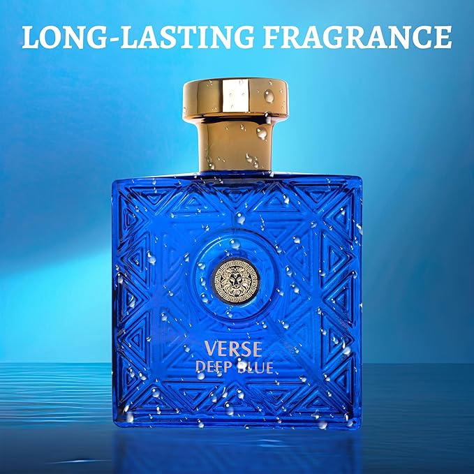 NovoGlow Verse Deep Blue, Eau de Parfum Spray Perfume, Fragrance For Men- Daywear, Casual Daily Cologne 3.4 Oz Bottle- Ideal EDP Beauty Gift for Birthday, Anniversary
