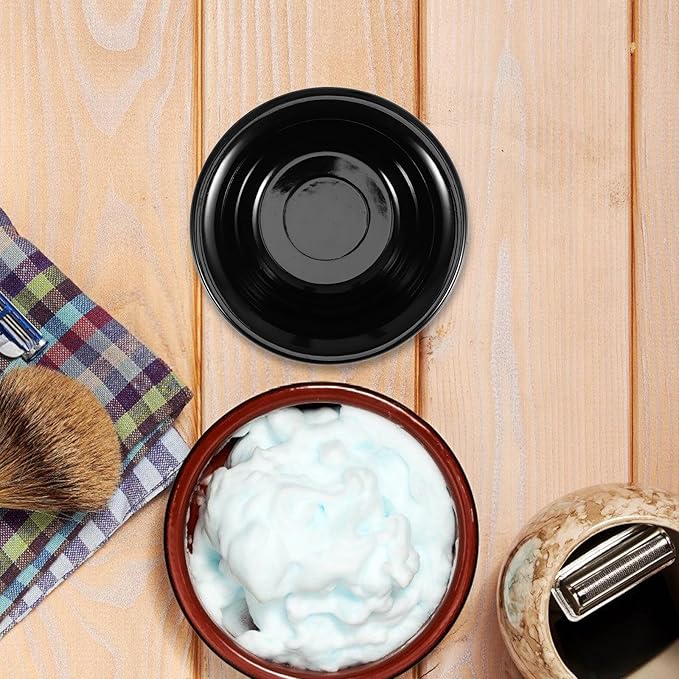 ARTIBETTER Reusable Men’s Plastic Shaving Soap Bowl with Foam Brush Black Shaving Mug Dish and Lathering Beard Care