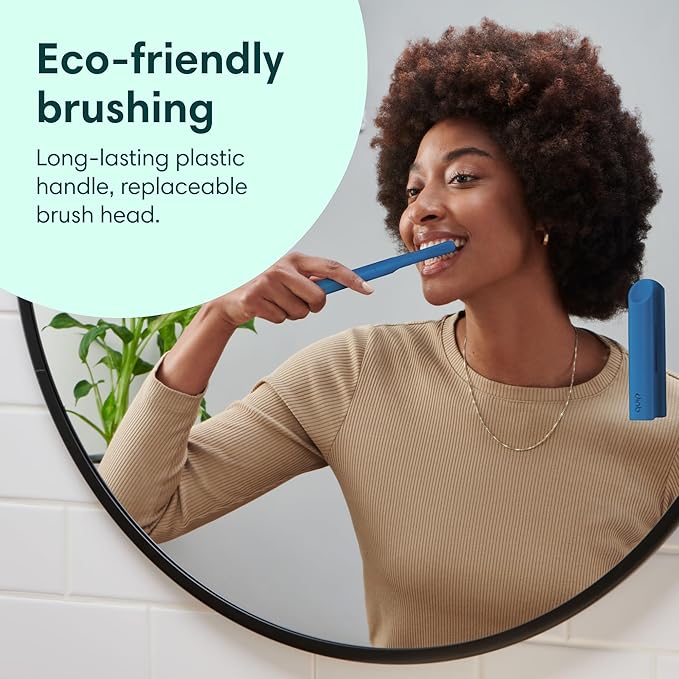 Quip Rechargeable Smart Sonic Toothbrush for Adults - Timed Electric Toothbrush with Bluetooth & Rewards App - Replaceable Brush Head, Soft Bristles, Plastic Handle - Travel Toothbrush - Ocean Blue